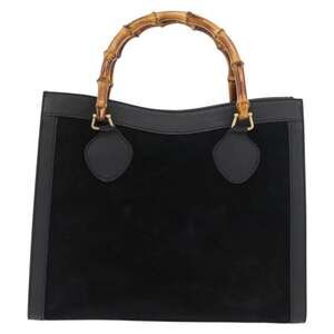 Gucci Bamboo Suede Handbag Black